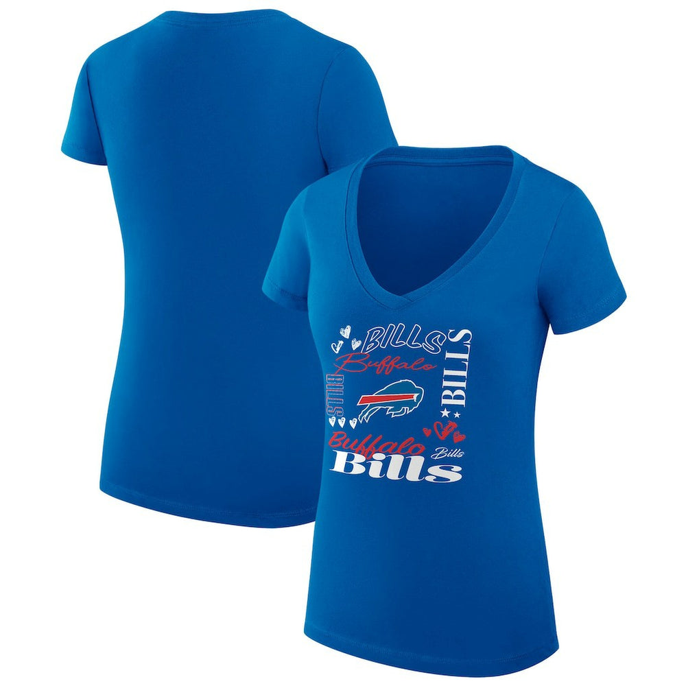 Buffalo Bills G-III 4Her by Carl Banks Women's Super-Slim Fit Lightweight Collage Team V-Neck T-Shirt Royal - NFL