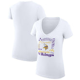 Minnesota Vikings G-III 4Her by Carl Banks Women's Super-Slim Fit Lightweight Collage Team V-Neck T-Shirt White - NFL