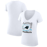 Carolina Panthers G-III 4Her by Carl Banks Women's Super-Slim Fit Lightweight Collage Team V-Neck T-Shirt White - NFL