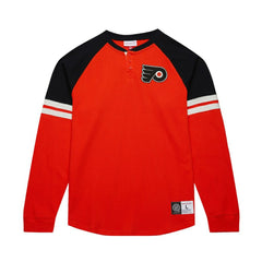 Philadelphia Flyers - Mitchell & Ness Thermal Henley Long Sleeve T-Shirt Orange