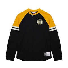 Boston Bruins Mitchell & Ness Thermal Henley Long Sleeve T-Shirt Black