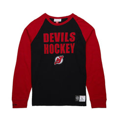 New Jersey Devils - Mitchell & Ness Legendary Slub Raglan Long Sleeve T-Shirt Black/Red