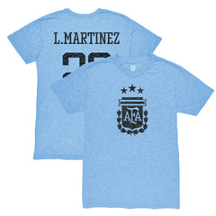 Lautaro Martinez Argentina National Team 1863FC Retro Player Tri-Blend T-Shirts - Light Blue
