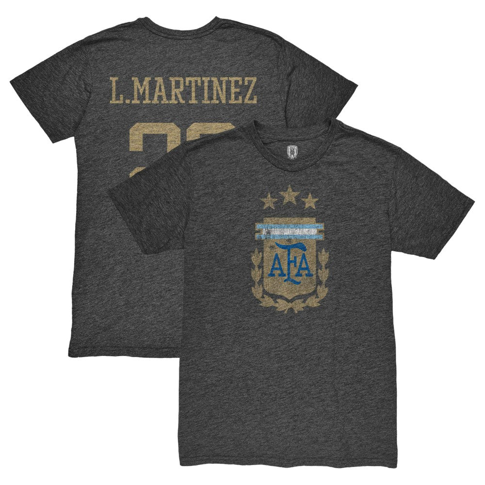 Lautaro Martinez Argentina National Team 1863FC Retro Player Tri-Blend T-Shirts - Black