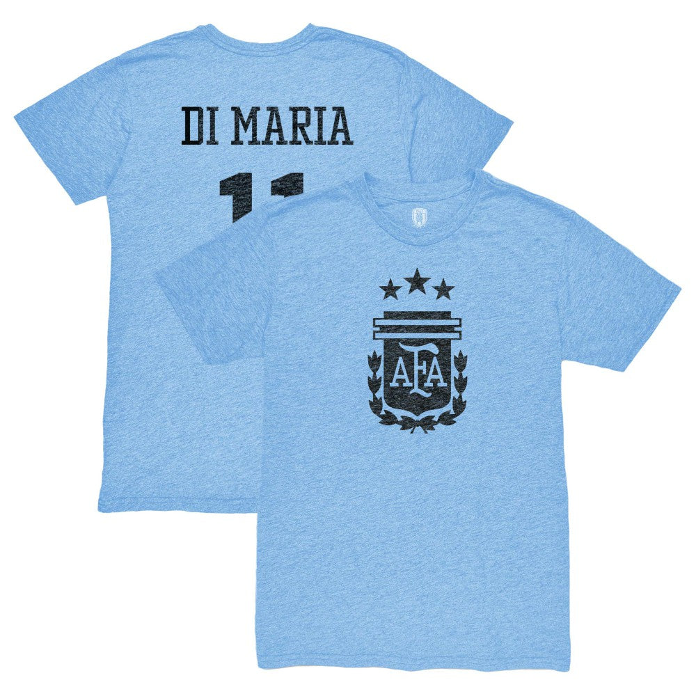 Angel Di Maria Argentina National Team 1863FC Retro Player Tri-Blend T-Shirts - Light Blue
