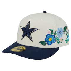 Dallas Cowboys New Era Tonal Florals 59FIFTY Fitted Hat Cream/Navy - NFL
