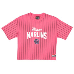 Miami Marlins New Era Women's 2025 City Connect Pinstripe T-Shirt On Sale