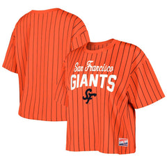 San Francisco Giants New Era Women's 2025 City Connect Boxy Pinstripe T-Shirt Lifestyle
