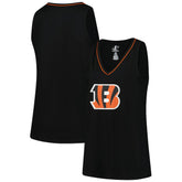 Cincinnati Bengals Logo Athletic Women's Plus Size Stellar Win V-Neck Tank Top Black - NFL