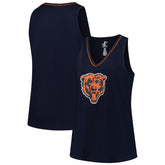 Chicago Bears Logo Athletic Women's Plus Size Stellar Win V-Neck Tank Top Navy - NFL