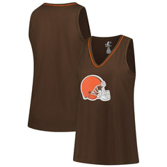 Cleveland Browns Logo Athletic Women's Plus Size Stellar Win V-Neck Tank Top Brown - NFL
