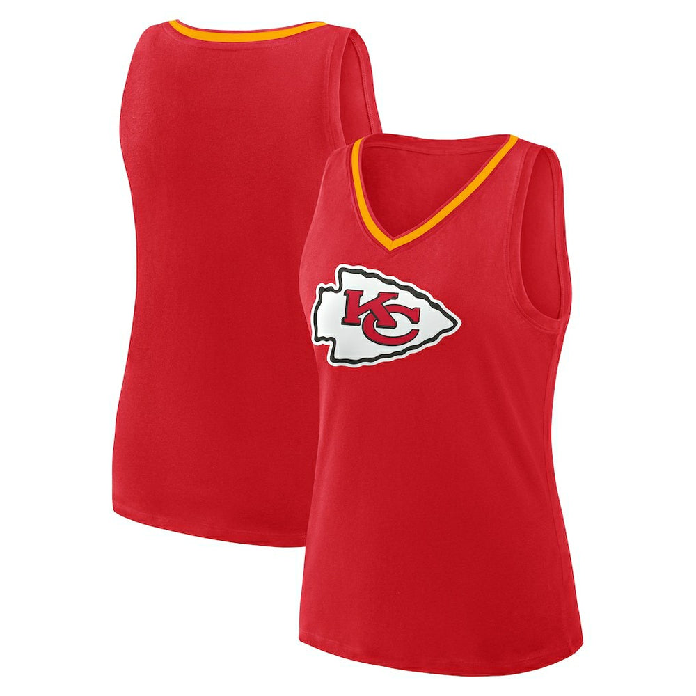 Kansas City Chiefs Logo Athletic Women's Plus Size Stellar Win V-Neck Tank Top Red - NFL