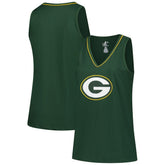 Green Bay Packers Logo Athletic Women's Plus Size Stellar Win V-Neck Tank Top Green - NFL