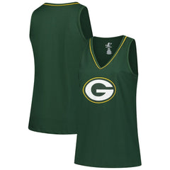 Green Bay Packers Logo Athletic Women's Plus Size Stellar Win V-Neck Tank Top Green - NFL