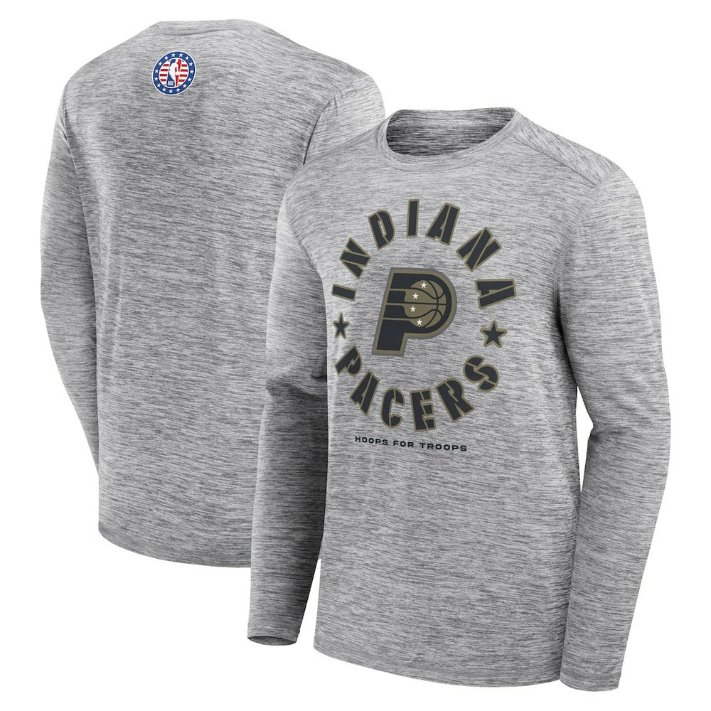 Fanatics - Indiana Pacers NBA Hoops for Troops Long Sleeve T-Shirt - Heather Gray