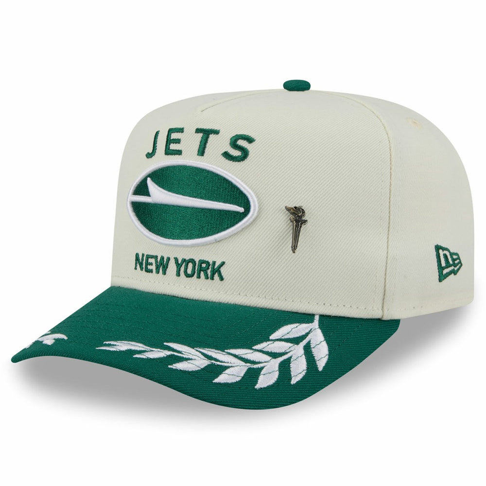 New York Jets New Era 2025 NFL Draft A-Frame 59FIFTY Fitted Hat Cream/Green - NFL