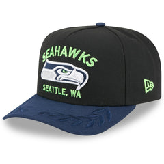 Seattle Seahawks New Era 2025 NFL Draft A-Frame 9FIFTY Snapback Hat Black/College Navy - NFL
