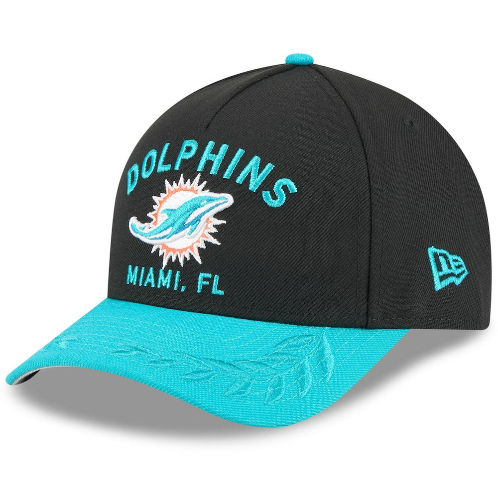 Miami Dolphins New Era 2025 NFL Draft 9FORTY A-Frame M-Crown Adjustable Hat Black/Aqua - NFL