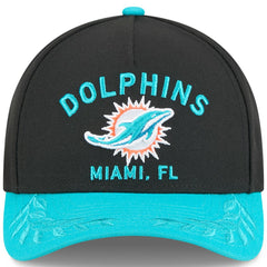 Miami Dolphins New Era 2025 NFL Draft 9FORTY A-Frame M-Crown Adjustable Hat Black/Aqua - NFL