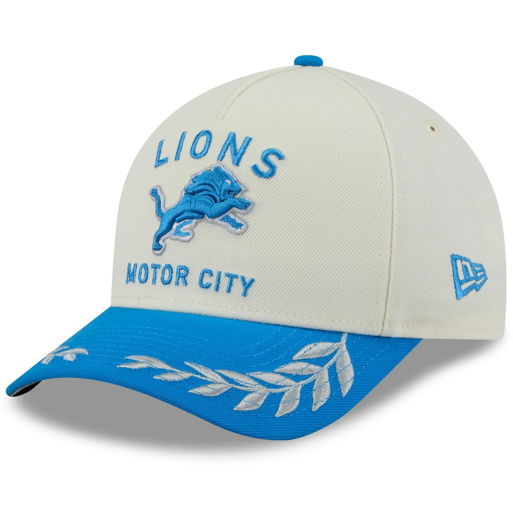Detroit Lions New Era 2025 NFL Draft 9FORTY A-Frame M-Crown Adjustable Hat Cream/Blue - NFL