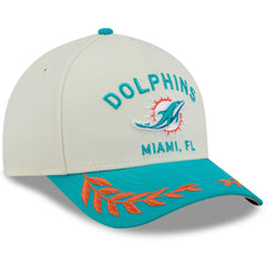 Miami Dolphins New Era 2025 NFL Draft 9FORTY A-Frame M-Crown Adjustable Hat Cream/Aqua - NFL