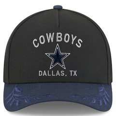 Dallas Cowboys New Era Youth 2025 NFL Draft 9FORTY A-Frame M-Crown Adjustable Hat Black/Navy - NFL
