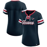 Houston Texans Women's Iconic Bling Athena Lace-Up V-Neck T-Shirt Navy - Fanatics