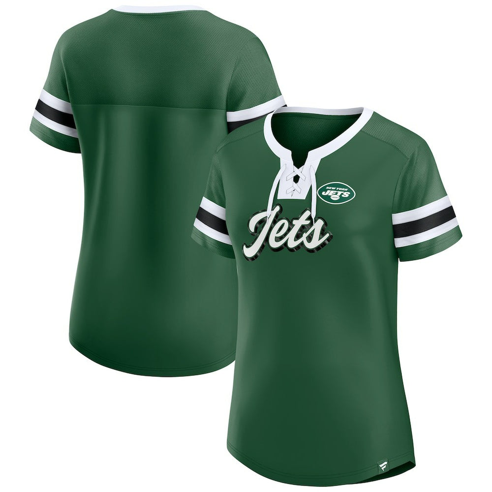 New York Jets Women's Original State Lace-Up T-Shirt Green - Fanatics