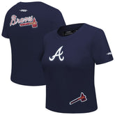 Atlanta Braves Pro Standard Women's Game Day Classics Baby Doll Cropped T-Shirt Sale