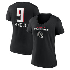 Michael Penix Jr. Atlanta Falcons Women's Name & Number Team Wordmark V-Neck T-Shirt Black - NFL
