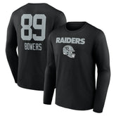 Brock Bowers Las Vegas Raiders Name & Number Team Wordmark Long Sleeve T-Shirt Black - NFL