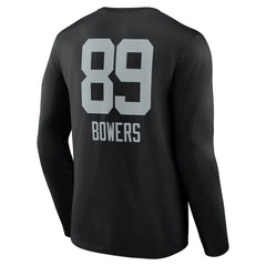 Brock Bowers Las Vegas Raiders Name & Number Team Wordmark Long Sleeve T-Shirt Black - NFL