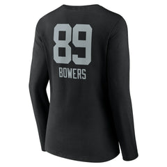 Brock Bowers Las Vegas Raiders Women's Name & Number Team Wordmark Long Sleeve V-Neck T-Shirt Black - NFL
