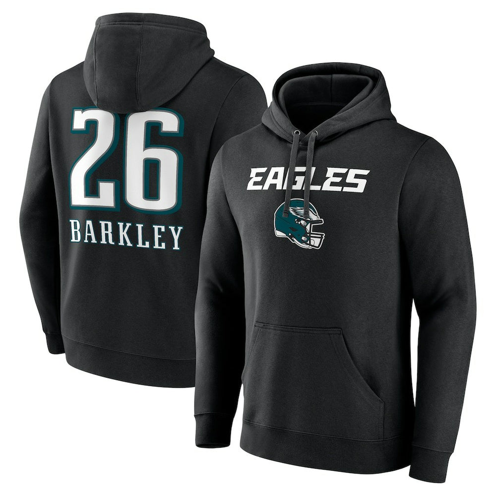 Saquon Barkley Philadelphia Eagles Name & Number Team Wordmark Pullover Hoodie Black - NFL