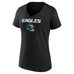 Saquon Barkley Philadelphia Eagles Women's Name & Number Team Wordmark V-Neck T-Shirt Black - NFL