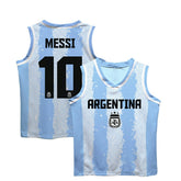 Lionel Messi Argentina National Team Vive La Fete Youth Painted Stripes Basketball Jerseys - Light Blue