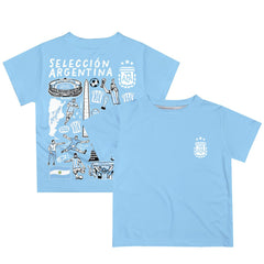 Argentina National Team Vive La Fete Youth Impressions Artwork T-Shirts - Light Blue