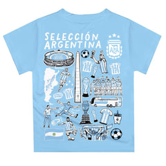 Argentina National Team Vive La Fete Youth Impressions Artwork T-Shirts - Light Blue