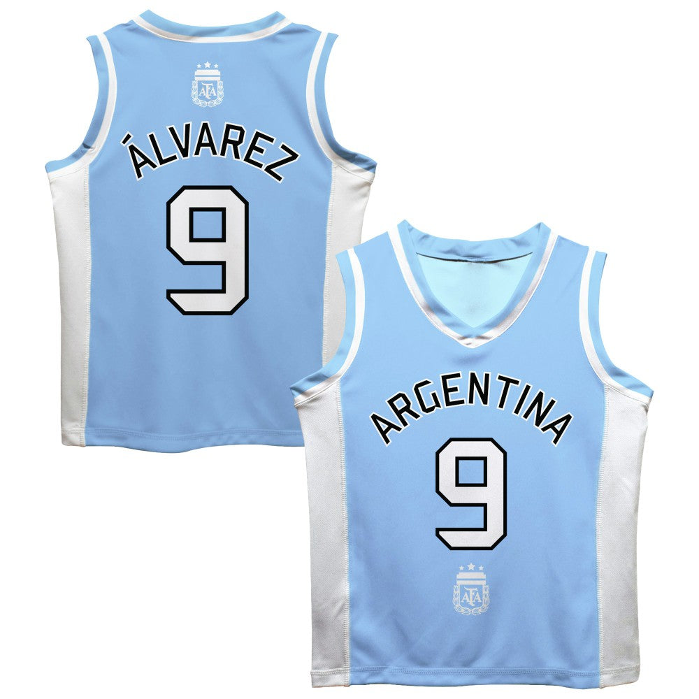 Julián Álvarez Argentina National Team Vive La Fete Mesh Basketball Jerseys - Light Blue