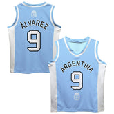 Julián Álvarez Argentina National Team Vive La Fete Mesh Basketball Jerseys - Light Blue