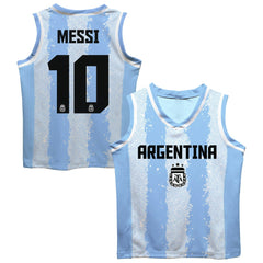 Lionel Messi Argentina National Team Vive La Fete Mesh Basketball Jerseys - Light Blue