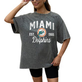Miami Dolphins Gameday Couture Women's Throwback Oversized Snow Wash T-Shirt Grey - NFL