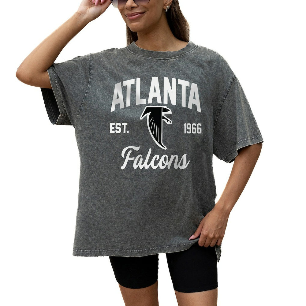 Atlanta Falcons Gameday Couture Women's Throwback Oversized Snow Wash T-Shirt Grey - NFL