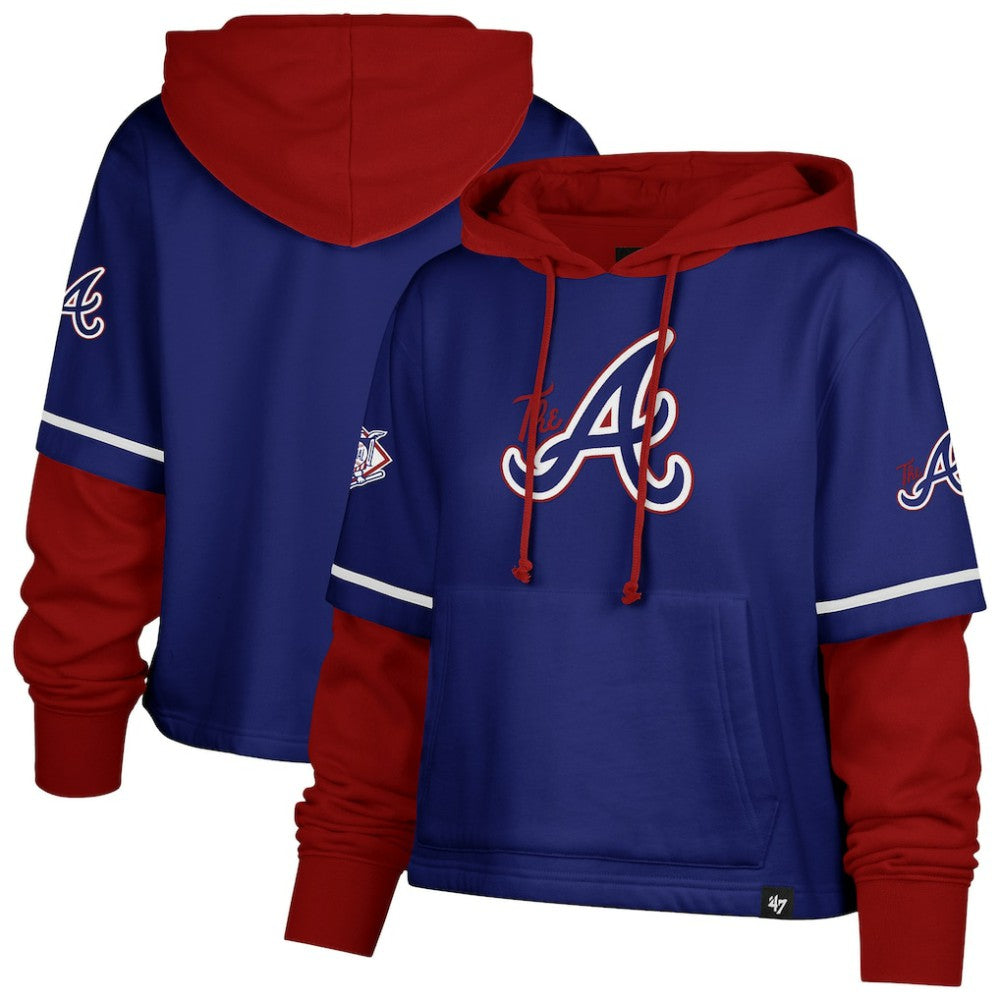Atlanta Braves '47 Women's City Connect Shortstop Cropped Pullover Hoodie On Sale
