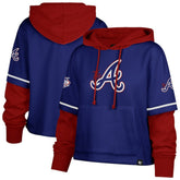 Atlanta Braves '47 Women's City Connect Shortstop Cropped Pullover Hoodie On Sale