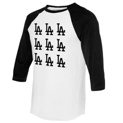 Los Angeles Dodgers Tiny Turnip Women's Logo Grid 3/4 Sleeve Raglan T-Shirt Sale