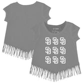 San Diego Padres Tiny Turnip Girls Youth Logo Grid Fringe T-Shirt Lifestyle