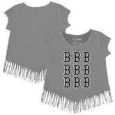 Boston Red Sox Tiny Turnip Girls Youth Logo Grid Fringe T-Shirt Clearance