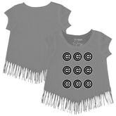 Chicago Cubs Tiny Turnip Girls Youth Logo Grid Fringe T-Shirt Sale