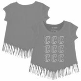 Cleveland Guardians Tiny Turnip Girls Youth Logo Grid Fringe T-Shirt for sale